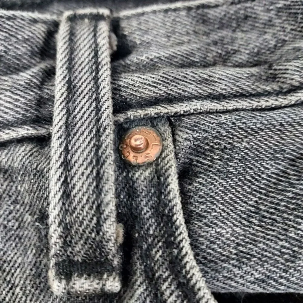 Levis 501 Jeans Button Fly  28"w 27.5"L Washed Black Denim Cotton Brass Rivited - Picture 8 of 16